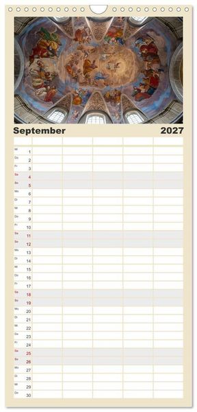 Produktbild: Familienplaner 2027 - Gew&ouml;lbe des Glaubens &ndash; Kirchendecken Europas mit 5 Spalten (Wandkalender, 21 x 45 cm) CALVENDO