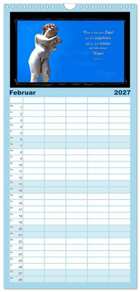 Produktbild: Familienplaner 2027 - Monat f&uuml;r Monat ein Bibelvers mit 5 Spalten (Wandkalender, 21 x 45 cm) CALVENDO