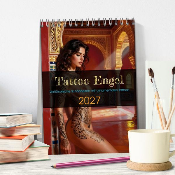 Produktbild: Tattoo Engel (Tischkalender 2027 DIN A5 hoch), CALVENDO Monatskalender