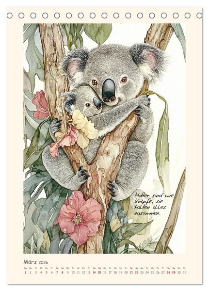 Produktbild: Liebenswerte Tierillustrationen (Tischkalender 2026 DIN A5 hoch), CALVENDO Monatskalender