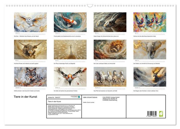 Produktbild: Tiere in der Kunst (Wandkalender 2026 DIN A2 quer), CALVENDO Monatskalender