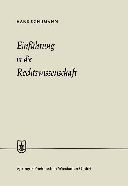 Produktbild: Einf&uuml;hrung in die Rechtswissenschaft