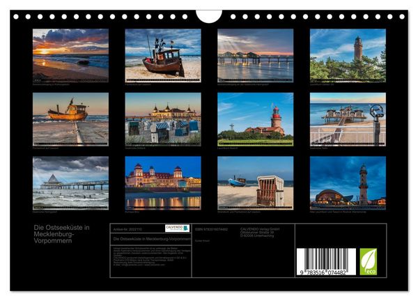 Produktbild: Die Ostseek&uuml;ste in Mecklenburg-Vorpommern (Wandkalender 2026 DIN A4 quer), CALVENDO Monatskalender