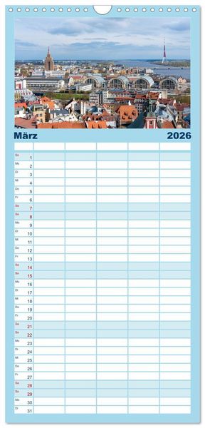 Produktbild: Familienplaner 2026 - Riga - Paris des Ostens mit 5 Spalten (Wandkalender, 21 x 45 cm) CALVENDO