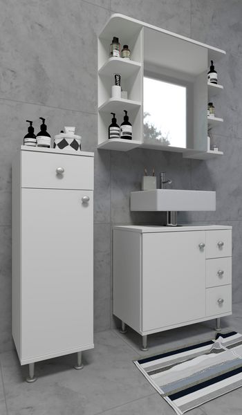 Produktbild: Badm&ouml;bel Midischrank Badschrank Schublade Nilosi