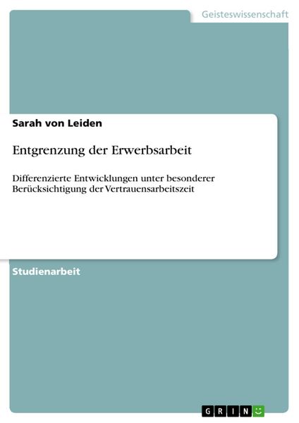 Produktbild: Entgrenzung der Erwerbsarbeit