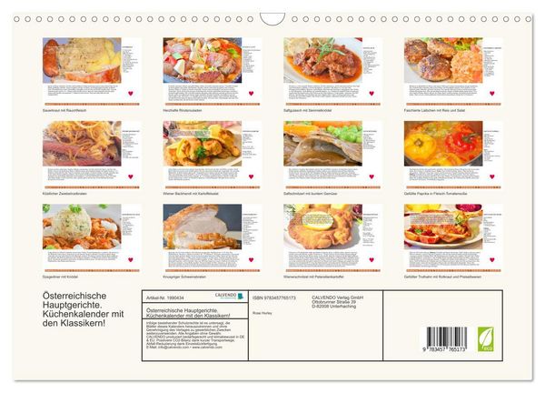 Produktbild: &Ouml;sterreichische Hauptgerichte. K&uuml;chenkalender mit den Klassikern! (Wandkalender 2026 DIN A3 quer), CALVENDO Monatskalender