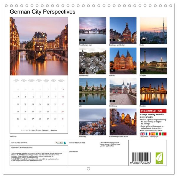 Produktbild: German City Perspectives (Wall Calendar 2027 12 &times; 12 Inch) CALVENDO 12 Month Wall Calendar