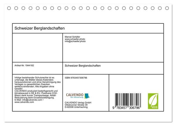 Produktbild: Schweizer Berglandschaften (Tischkalender 2026 DIN A5 quer), CALVENDO Monatskalender