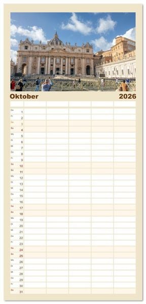 Produktbild: Familienplaner 2026 - Rom - Am Tag und in der Nacht mit 5 Spalten (Wandkalender, 21 x 45 cm) CALVENDO