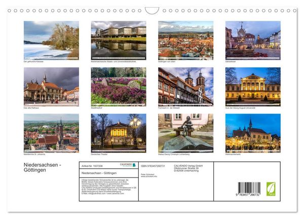 Produktbild: Niedersachsen - G&ouml;ttingen (Wandkalender 2026 DIN A3 quer), CALVENDO Monatskalender