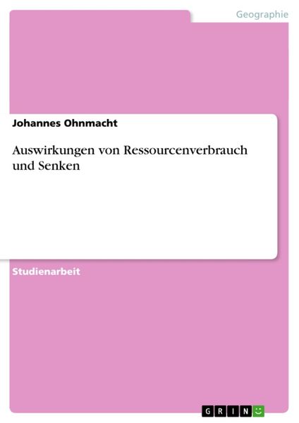 Auswirkungen von Ressourcenverbrauch und Senken, Taschenbuch von Johannes Ohnmacht, GRIN, 9783638912549