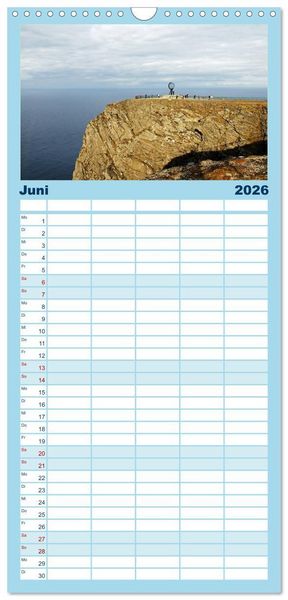 Produktbild: Familienplaner 2026 - Norwegen - Hurtigruten mit 5 Spalten (Wandkalender, 21 x 45 cm) CALVENDO