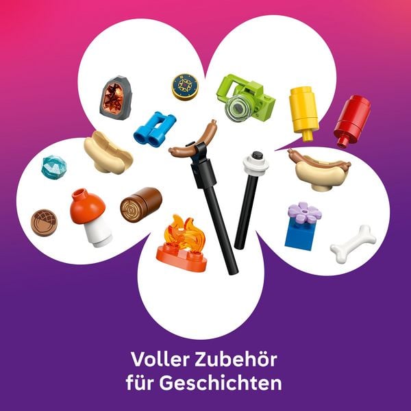 Produktbild: LEGO Friends 42705 Gem&uuml;tliche H&uuml;tte im Herbstwald, Bauspielzeug, 4 Spielfiguren, ein Hund und ein Eichh&ouml;rnchen