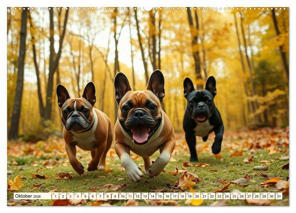 Produktbild: Frenchies in Spiellaune (hochwertiger Premium Wandkalender 2026 DIN A2 quer), Kunstdruck in Hochglanz
