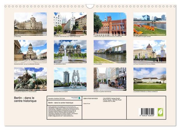 Produktbild: Berlin - dans le centre historique (Calendrier mural 2027 DIN A3 vertical), CALVENDO calendrier mensuel