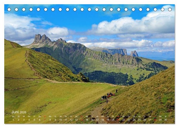 Produktbild: Urlaub auf der Seiser Alm (Tischkalender 2026 DIN A5 quer), CALVENDO Monatskalender