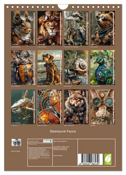 Produktbild: Steampunk Fauna (Wandkalender 2026 DIN A4 hoch), CALVENDO Monatskalender