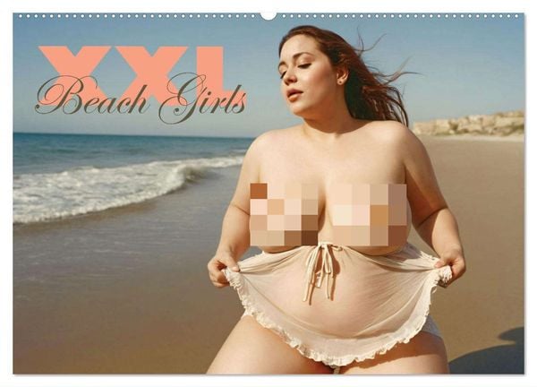 XXL Beach Girls Kalender - Kurvige Frauen am Strand (Wandkalender 2025 DIN A2 quer), CALVENDO Monatskalender