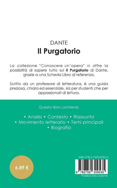 Produktbild: Scheda libro Il Purgatorio di Dante (analisi letteraria di riferimento e riassunto completo)