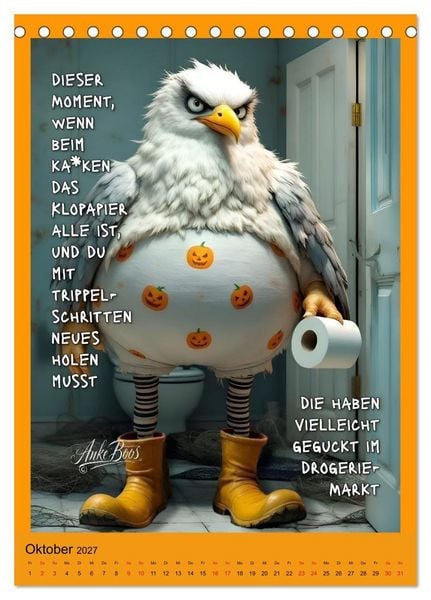 Produktbild: B&ouml;se M&ouml;wen - Kackkalender f&uuml;rs Klo (Tischkalender 2027 DIN A5 hoch), CALVENDO Monatskalender
