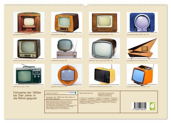 Produktbild: Fernseher der 1950er bis 70er Jahre: In die R&ouml;hre geguckt (hochwertiger Premium Wandkalender 2026 DIN A2 quer), Kunstdruck in Hochglanz