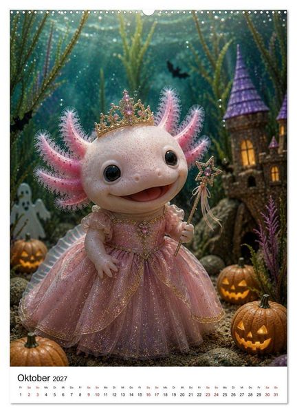 Produktbild: Axolotl durchs ganze Jahr (hochwertiger Premium Wandkalender 2027 DIN A2 hoch), Kunstdruck in Hochglanz