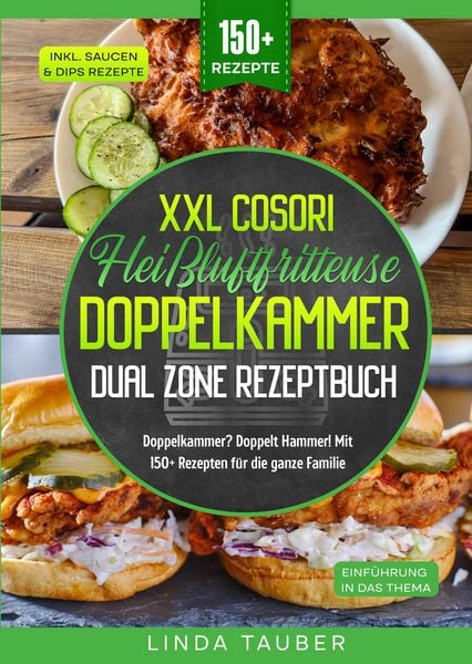 Produktbild: XXL Cosori Hei&szlig;luftfritteuse Doppelkammer Dual Zone Rezeptbuch