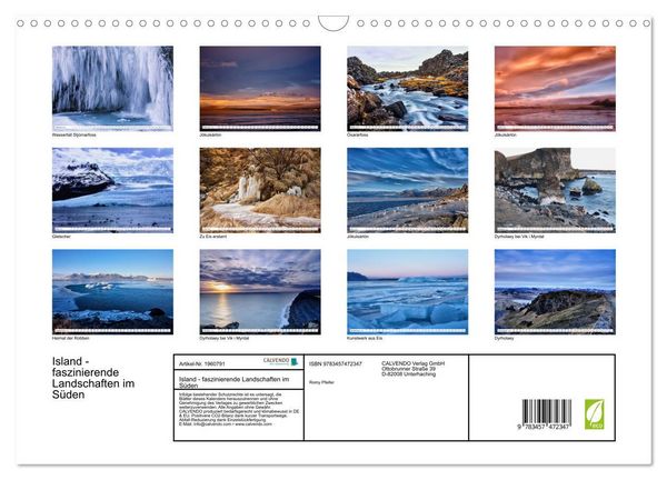 Produktbild: Island - faszinierende Landschaften im S&uuml;den (Wandkalender 2026 DIN A3 quer), CALVENDO Monatskalender