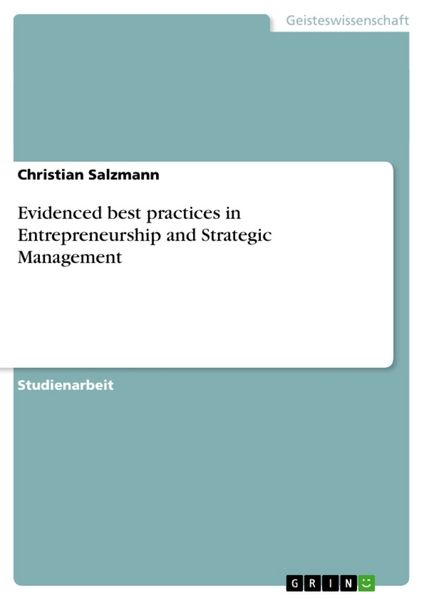 Produktbild: Evidenced best practices in Entrepreneurship and Strategic Management