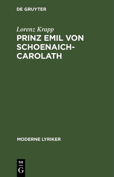 Produktbild: Prinz Emil von Schoenaich-Carolath