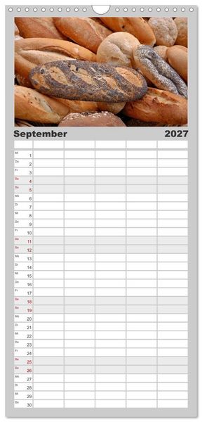 Produktbild: Familienplaner 2027 - Mein Brotkalender mit 5 Spalten (Wandkalender, 21 x 45 cm) CALVENDO