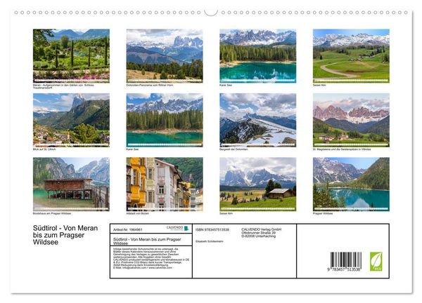 Produktbild: S&uuml;dtirol - Von Meran bis zum Pragser Wildsee (hochwertiger Premium Wandkalender 2026 DIN A2 quer), Kunstdruck in Hochglanz