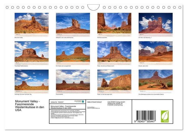 Produktbild: Monument Valley - Faszinierende Westernkulisse in den USA (Wandkalender 2026 DIN A4 quer), CALVENDO Monatskalender