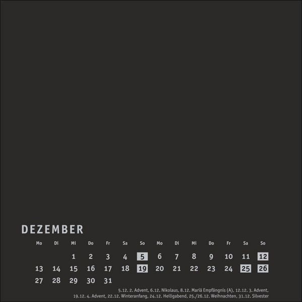 Produktbild: Premium-Bastelkalender schwarz klein 2027
