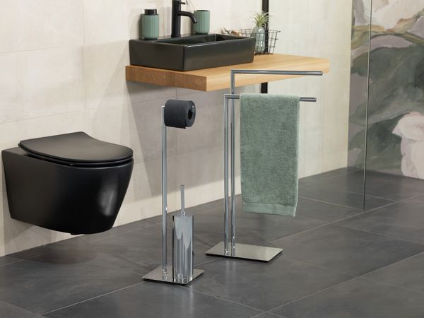 Produktbild: Stand WC-Garnitur Mod. Recco, WC-B&uuml;rstenhalter und Toilettenpapierhalter