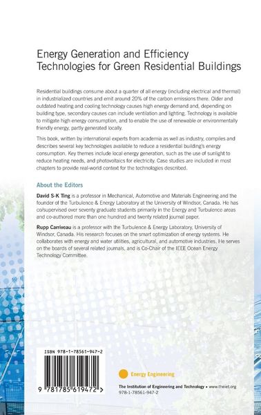Produktbild: Energy Generation and Efficiency Technologies for Green Residential Buildings