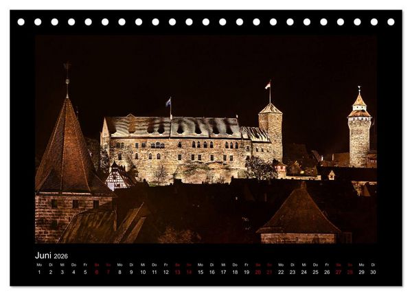 Produktbild: N&uuml;rnberg - Die Altstadt bei Nacht (Tischkalender 2026 DIN A5 quer), CALVENDO Monatskalender