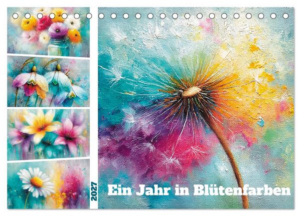 Produktbild: Ein Jahr in Bl&uuml;tenfarben (Tischkalender 2027 DIN A5 quer), CALVENDO Monatskalender