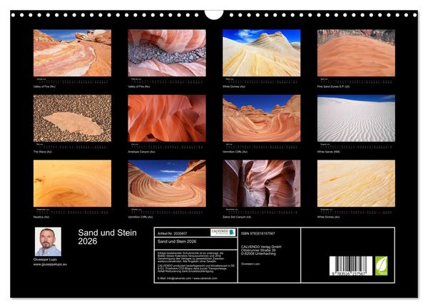Produktbild: Sand und Stein 2026 (Wandkalender 2026 DIN A3 quer), CALVENDO Monatskalender
