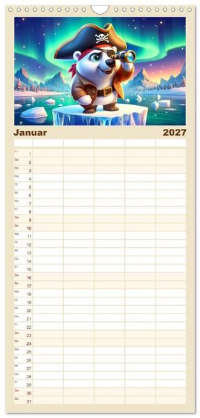 Produktbild: Familienplaner 2027 - Kleine Piraten, Gro&szlig;e Tr&auml;ume" - Ein Kalender f&uuml;r junge Entdecker mit 5 Spalten (Wandkalender, 21 x 45 cm) CALVENDO