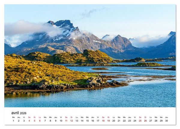Produktbild: Lofoten - &Icirc;les de r&ecirc;ve norv&eacute;giennes (Calendrier de bureau 2026 DIN A5 vertical), CALVENDO calendrier mensuel