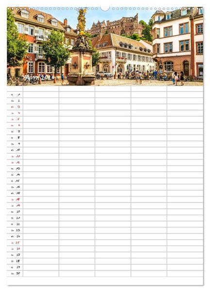 Produktbild: Heidelberger Familienkalender (Wandkalender 2026 DIN A2 hoch), CALVENDO Monatskalender
