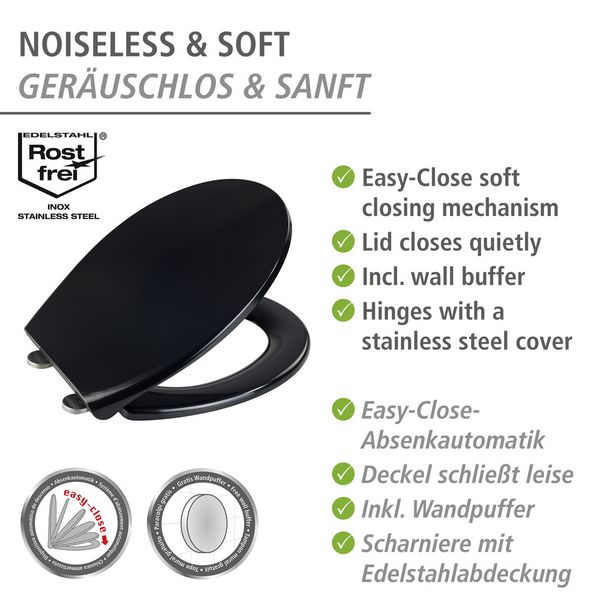 Produktbild: WC Sitz Mod. Vorno Neo Schwarz, Toilettendeckel mit Absenkautomatik
