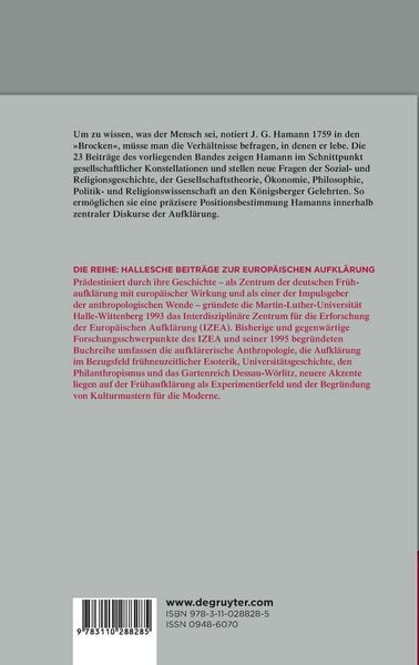 Produktbild: Johann Georg Hamann: Religion und Gesellschaft