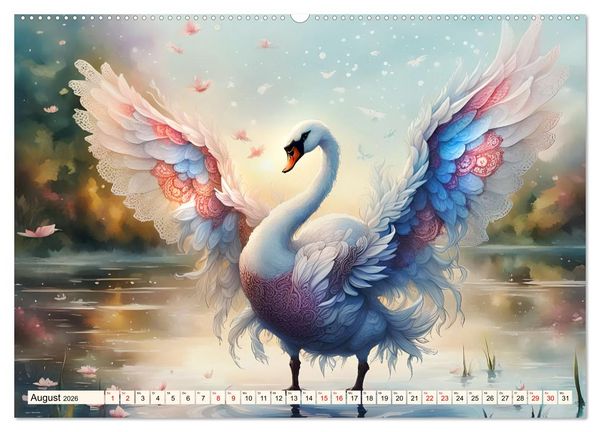 Produktbild: Federleichte Freunde (hochwertiger Premium Wandkalender 2026 DIN A2 quer), Kunstdruck in Hochglanz