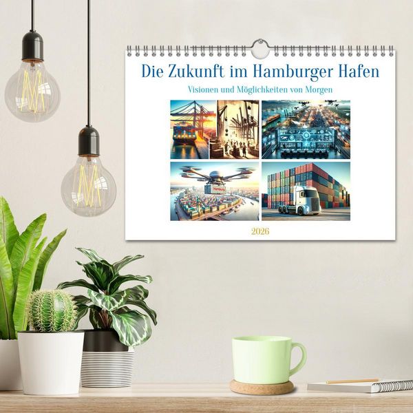 Produktbild: Die Zukunft im Hamburger Hafen: Visionen und M&ouml;glichkeiten von Morgen. (Wandkalender 2026 DIN A4 quer), CALVENDO Monatskalender