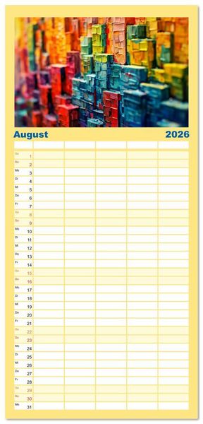 Produktbild: Familienplaner 2026 - Patchwork - Farben und Formen mit 5 Spalten (Wandkalender, 21 x 45 cm) CALVENDO