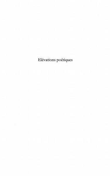 Produktbild: Elevations poetiques