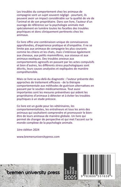 Produktbild: Troubles psychiques chez les animaux de compagnie